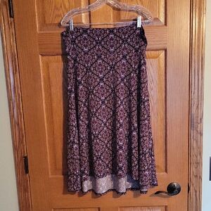 LuLaRoe A-Line Skirt with Black and Purple Pattern